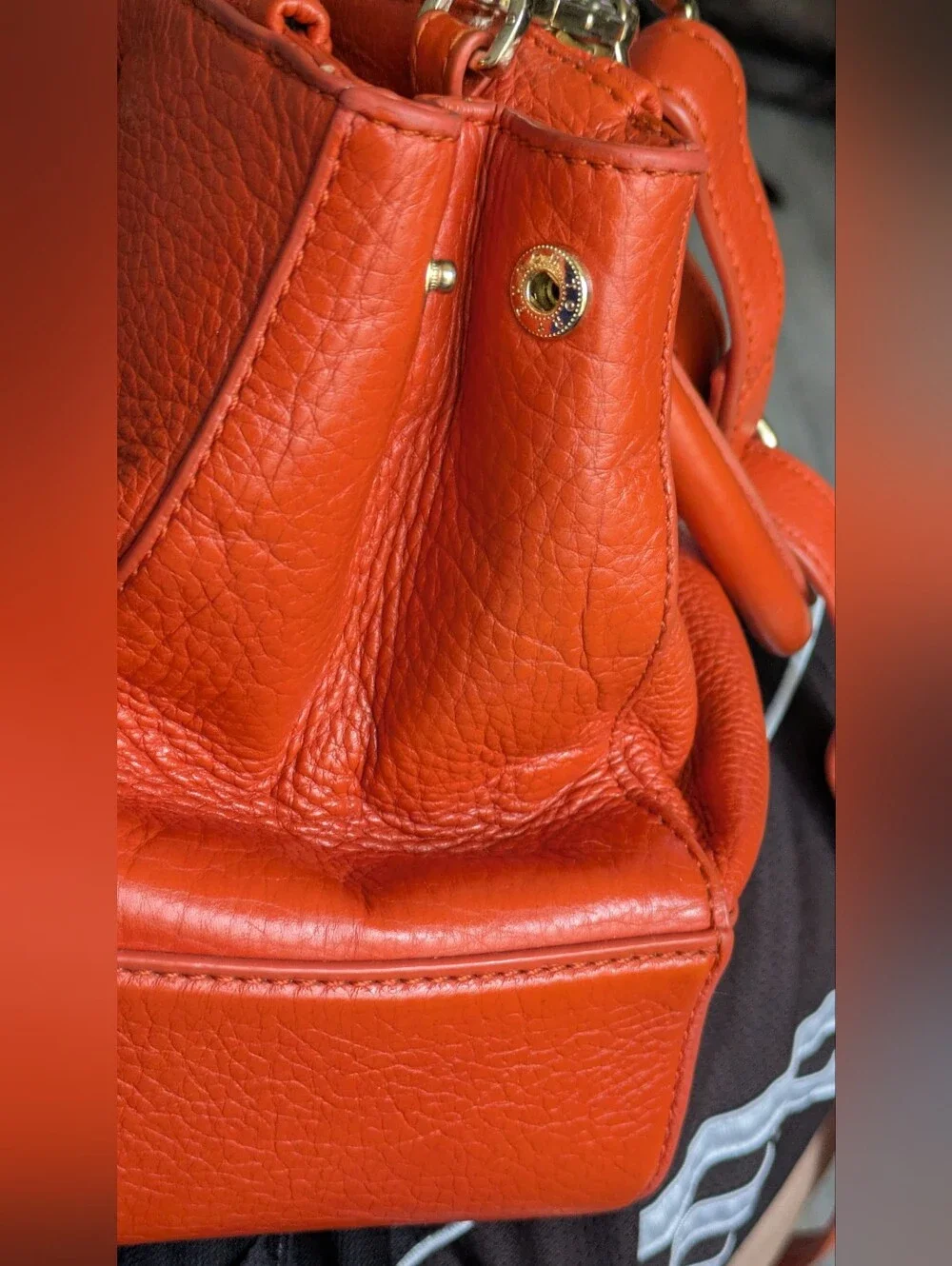 Tory Burch Orange Pebble Leather Crossbody/ Handbag.